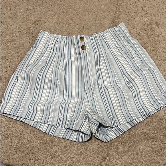 American Eagle Outfitters Pants - American Eagle Outfitters High Waist Blue and White Striped Shorts